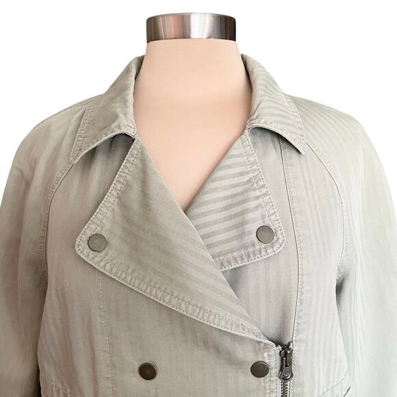 Ann Taylor Loft Lt Olive Green Utility Jacket MED Moto Casual Fall Grunge Cargo - Picture 2 of 9